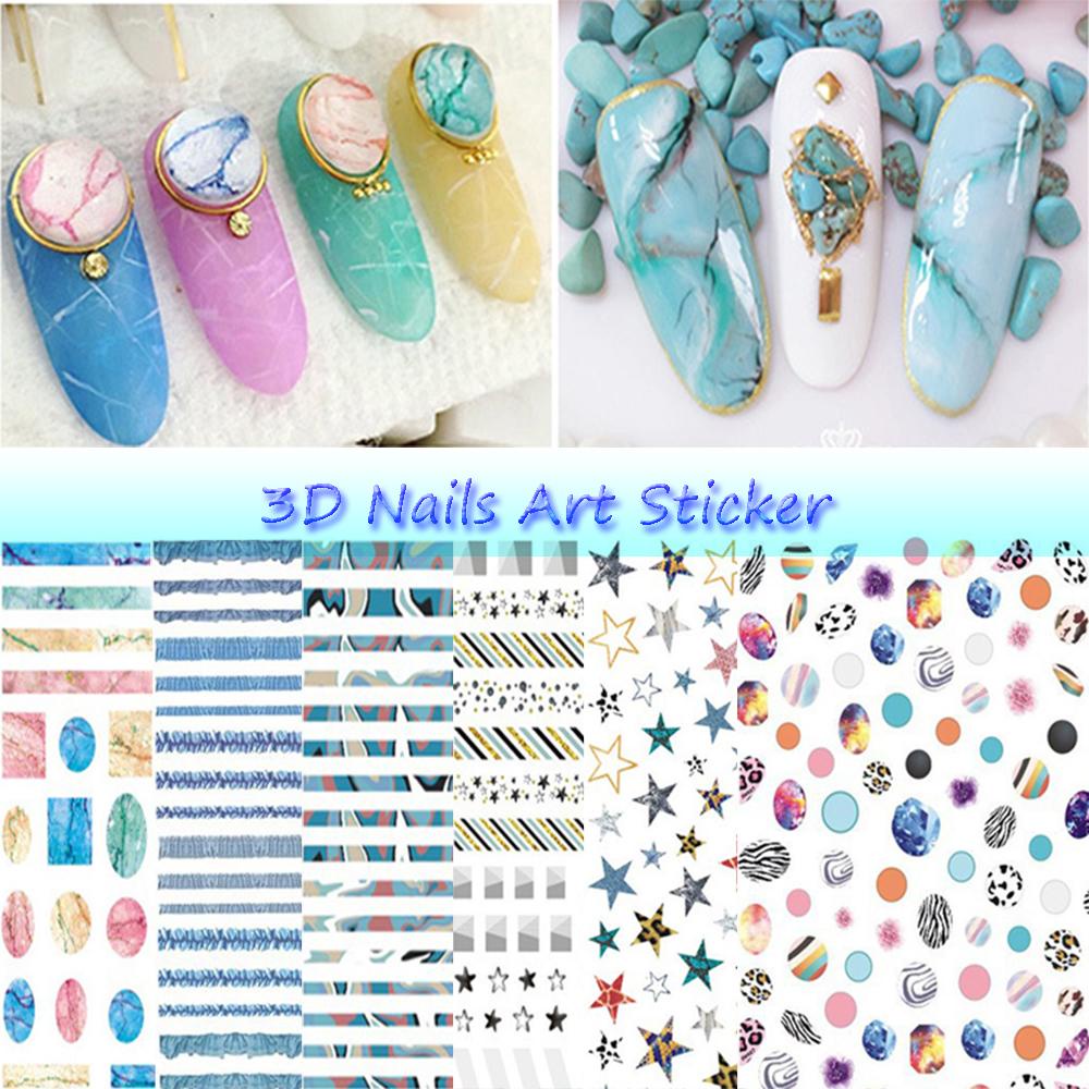 Mxbeauty 3D Nail Art Sticker 1pc DIY Decal Lem Belakang Perekat Diri Dekorasi Nail Art