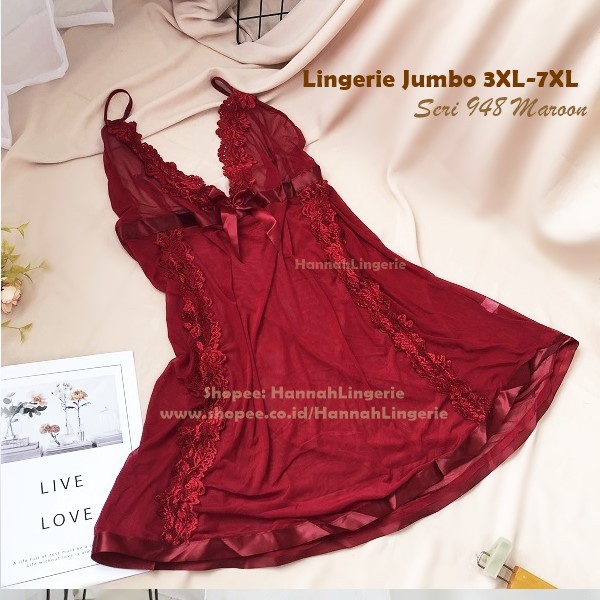 M-7XL Lingerie JUMBO BigSize Transparan Baju Tidur Seksi Lingering Kado Pernikahan Unik Cewek Gemuk Isi Seserahan948