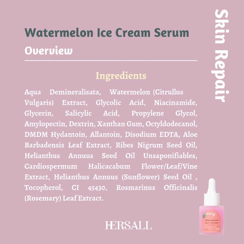 Hersall Watermelon Ice Cream Serum &amp; Moon Fairy Serum - BPOM 100% ORIGINAL