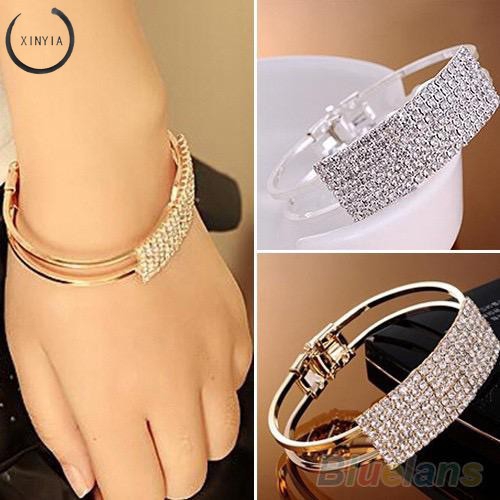 ACC021 New Gelang Fashion Wanita Elegan Dengan Hiasan Kristal Mengkilap