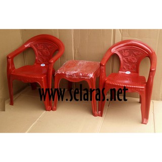 Set 2 Kursi  Teras  Plastik  552 dan 1 Meja 4343 Napolly  