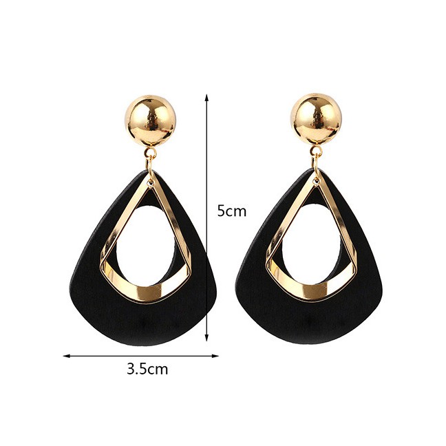 LRC Anting Tusuk Exaggerated Gray Geometric Shape Decorated Hollow Out Earrings E24719