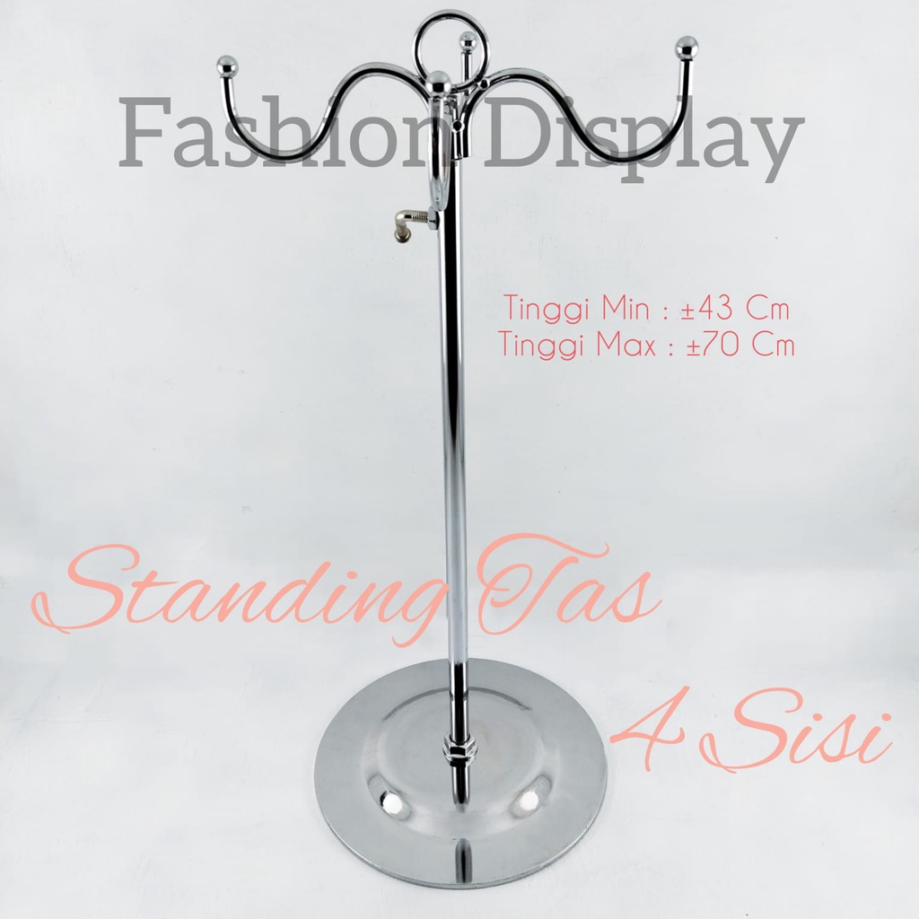 Standing Tas Gantungan Tas Stand Pajangan Tas 4 Arah Tiang Gantungan Tas Display Pajangan-BH