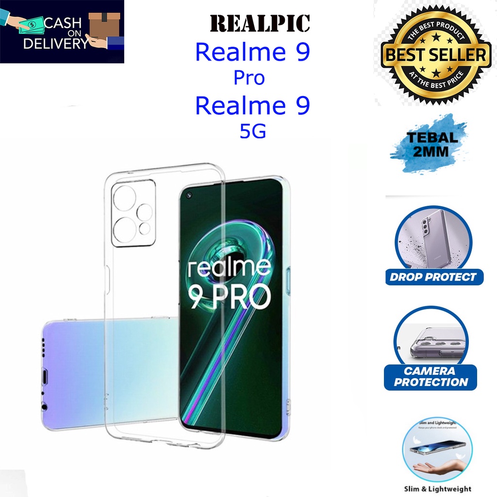 Case Realme 9 Pro / Realme 9 5G Casing Clear HD KETEBALAN 2MM BENING TRANSPARAN TPU Premium Softcase