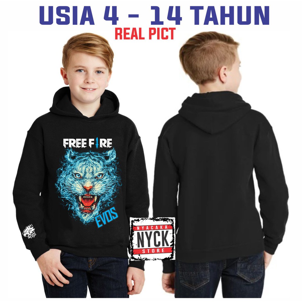 TERLENGKAP BISA COD JAKET ANAK LAKI LAKI FREE FIRE USIA 4 - 15 TAHUN BOOYAH FREEFIRE EVOS EAGLE 3D