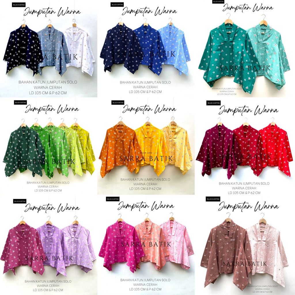 PREMIUM JUMPUTAN WARNA Blouse Batik Warna Lengkap Murah Edisi Seragam Kondangan Formal Wanita Hits Outfit Jawa Blus Atasan Katun Klasik Kebaya Kutubaru Encim Atasan Kekinian