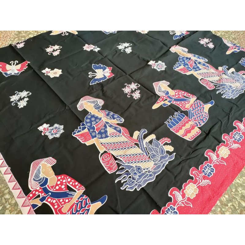 kain batik solo karakter mbok jamu caping hitam