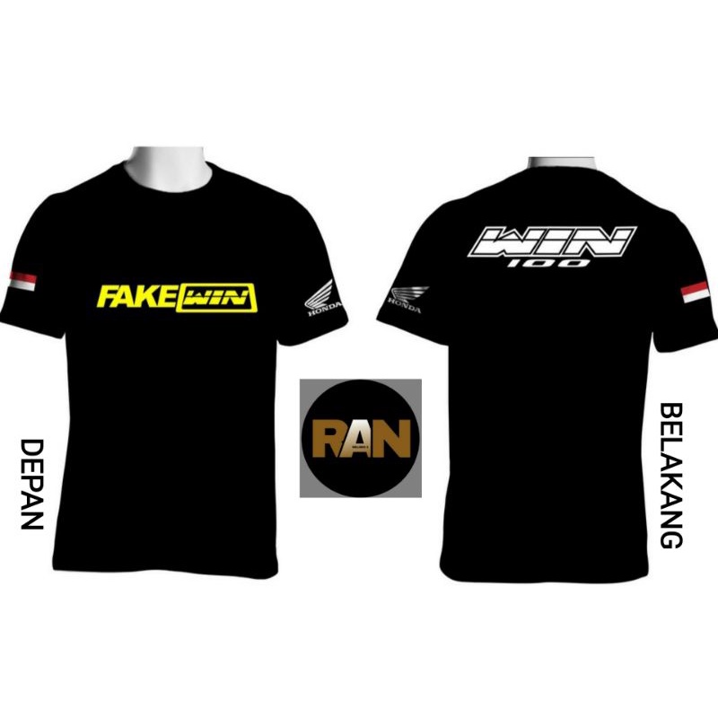 Baju T-shirt Kaos FAKE WIN l Kaos Honda WIN 100 l Kaos Komunitas motor