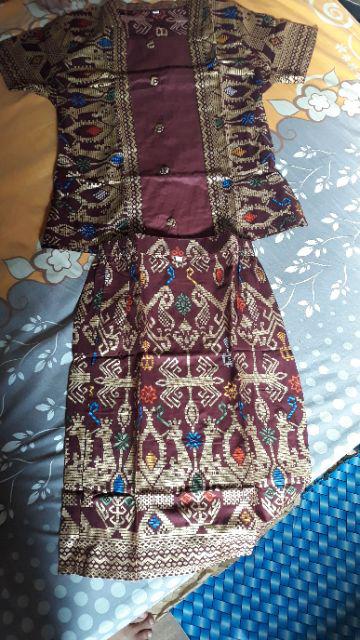 Sarimbit Couple Batik Rok N Blus Wanita Narita Prodo Pendek Maroon