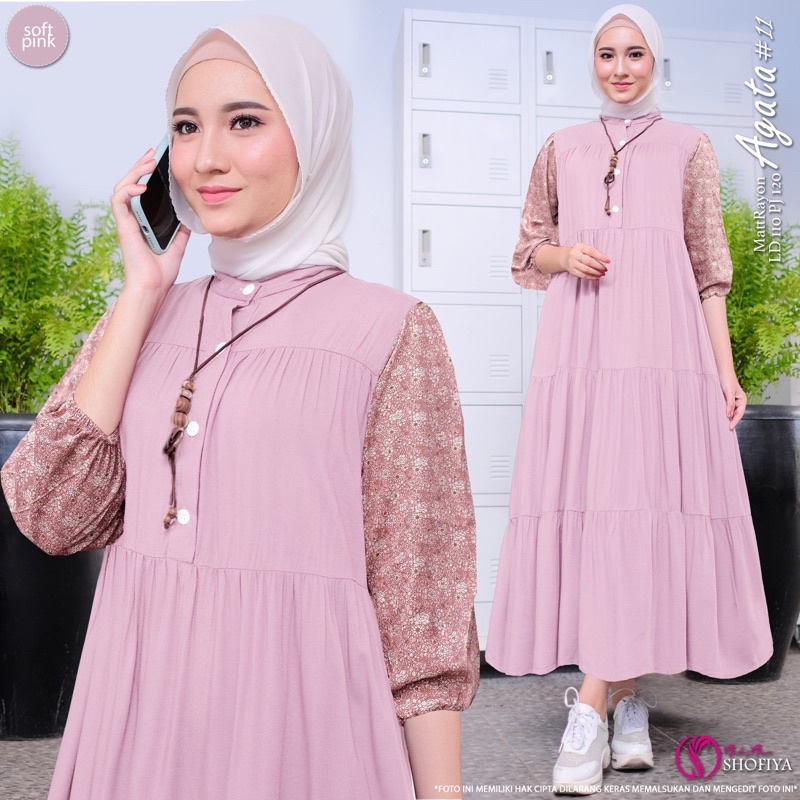 [VICAN] DASIMA #2 AGATA #11 #12 SERIES MIDI HOMEY DRESS GAMIS PAKAIAN WANITA FASHION BUSANA MUSLIM MODERN TERBARU SUPER BEST SELLER ORIGINAL GGS BY SHOFIYA-Agata 11 - Soft Pink