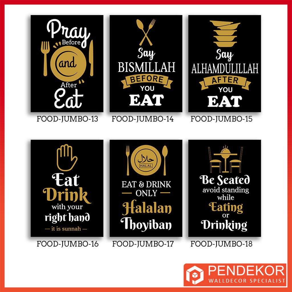 UKURAN JUMBO Hiasan Dinding Dapur Islami Wall Decor Pajangan Tema Food Kitchen Cooking