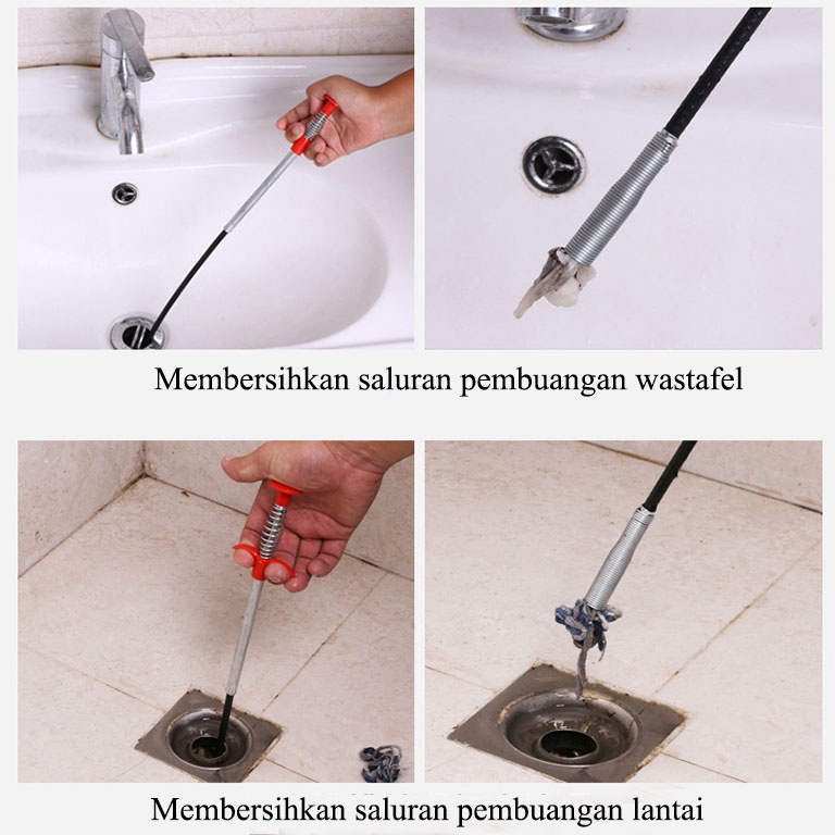 Pembersih Saluran Washtafel WC Ledeng Pipa Air Penjepit Kotoran Kawat Anti Sumbat