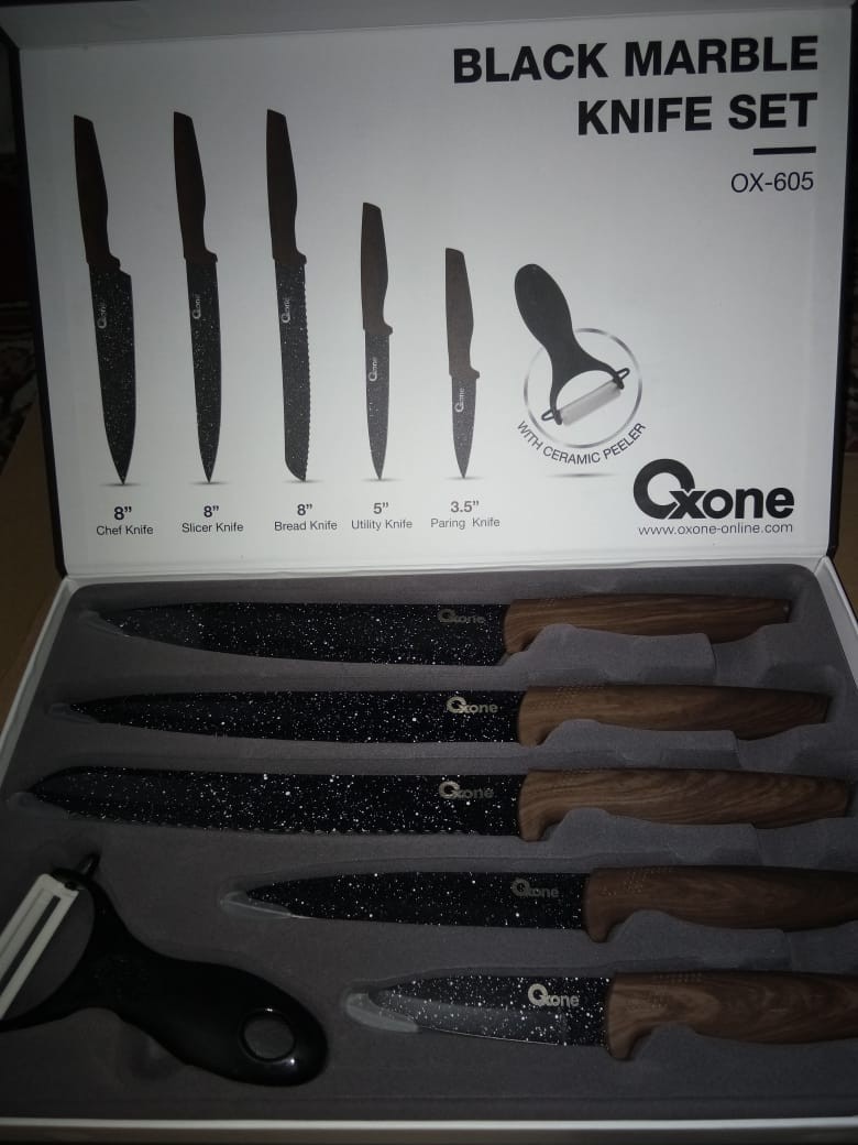 Pisau Set / Knife Set Oxone Black Marble / Marmer Hitam Ox 605 / Ox605 / Ox-605 (original100%)