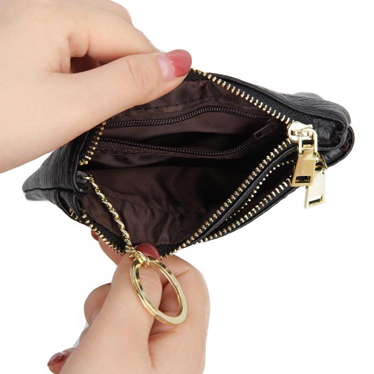 Recomended.. RIZKY-LOKAL Dompet Koin / Kunci Bahan Kulit Sapi dengan Resleting