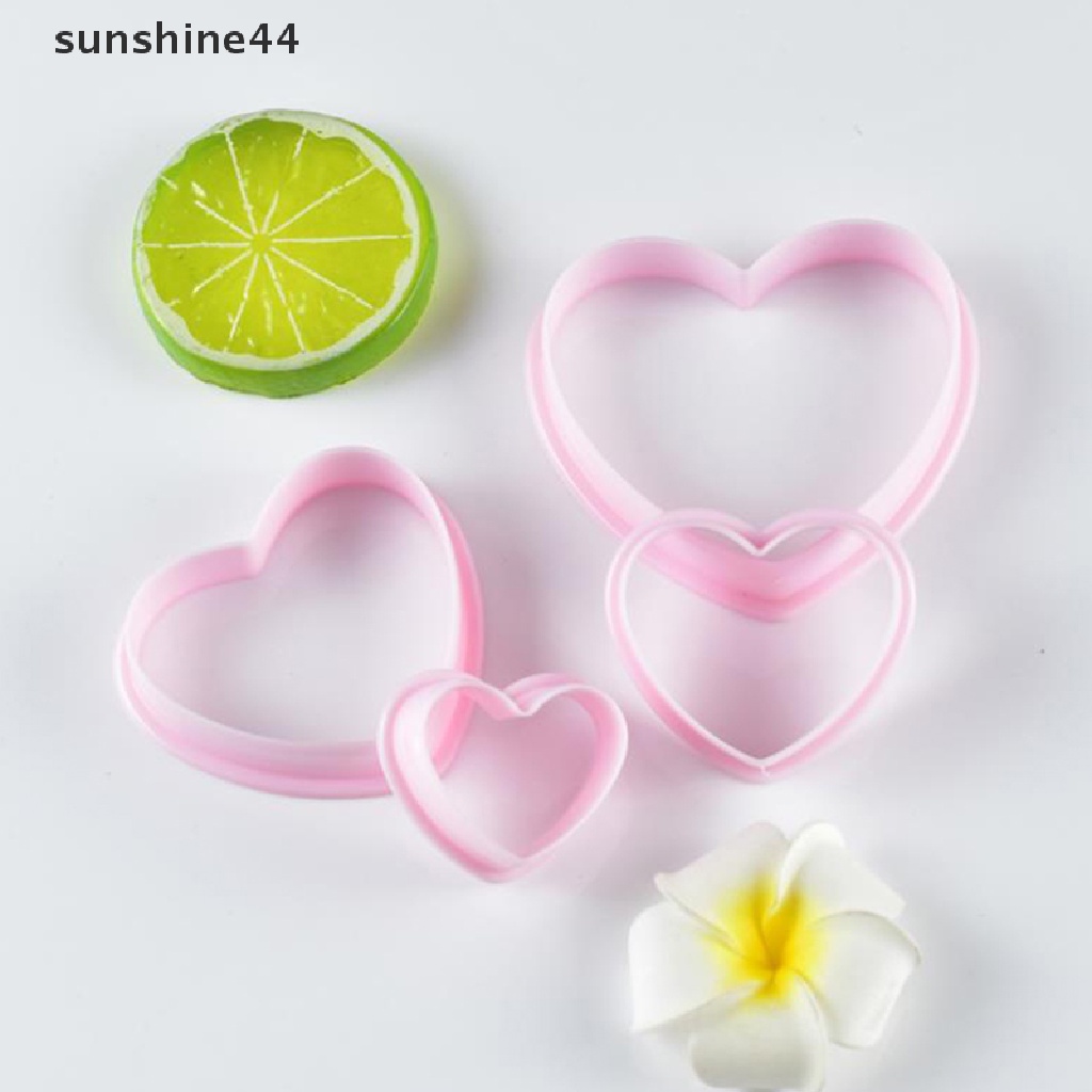 Sunshine 4pcs Cetakan Cutter Bentuk Hati Bahan Plastik Untuk Kue / Biskuit