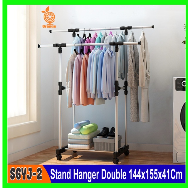 Stand Hanger Rak Serbaguna dengan 4 Roda Gantungan Baju SGYJ- 2 Worldhome66