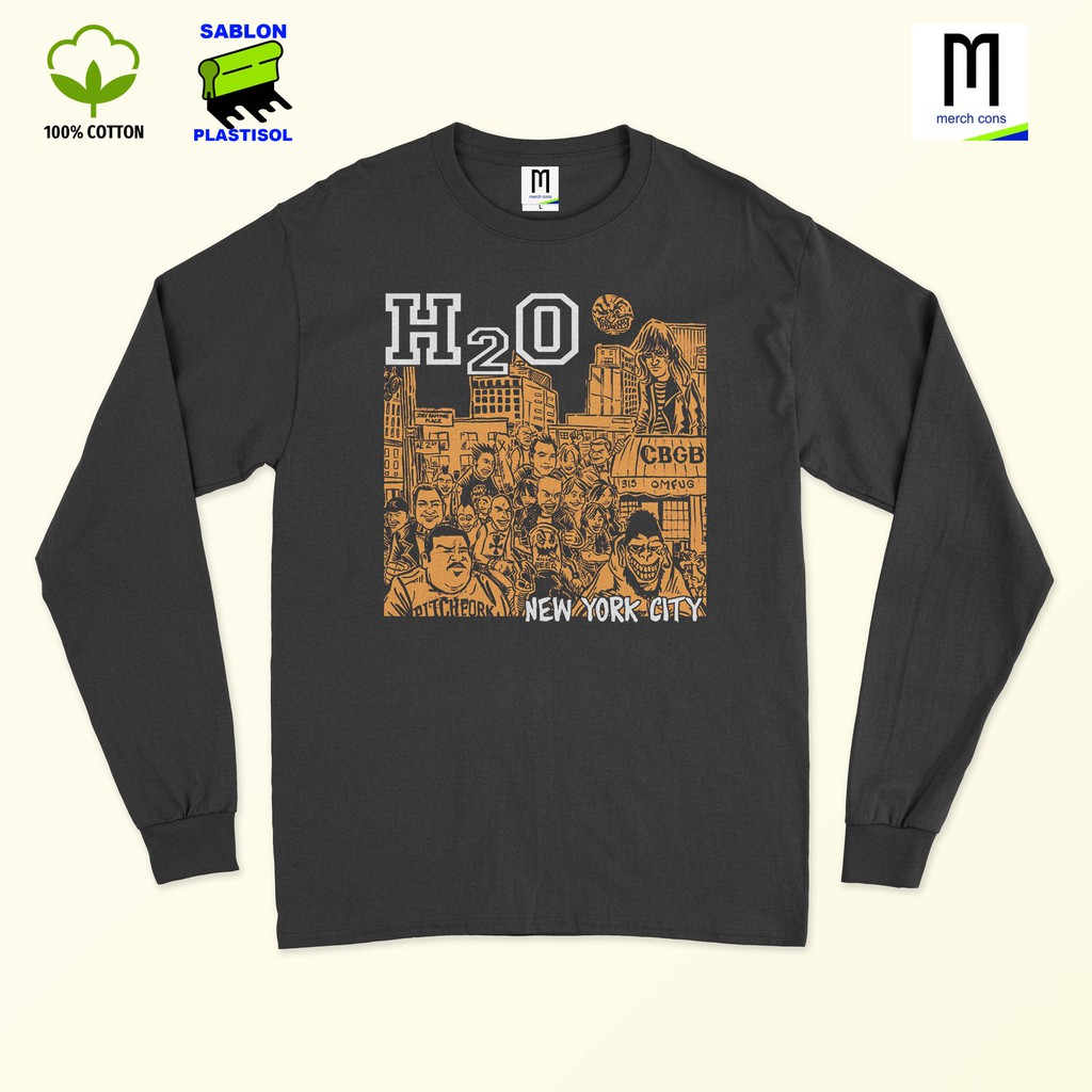 H2O- Kaos LONG SLEEVE band hardcore punk / tag merchcons - HITAM
