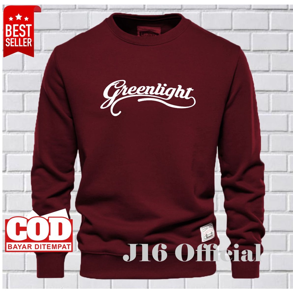 GREENLIGHT CREWNECK Sweater Oblong Pria Wanita Bahan Fleece Tebal