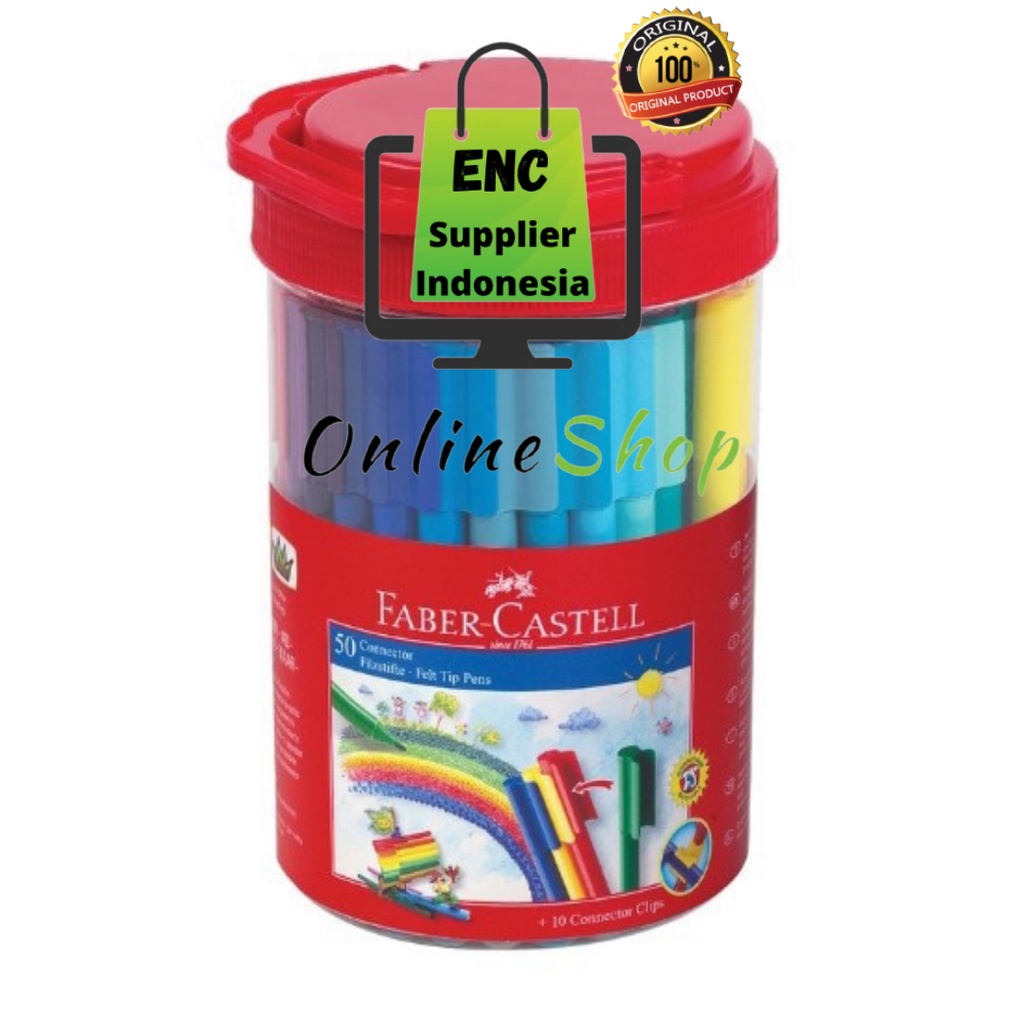 

faber castell 50w Connector Pen fabercastell 50 warna Bucket toples spidol per set - enc.sup