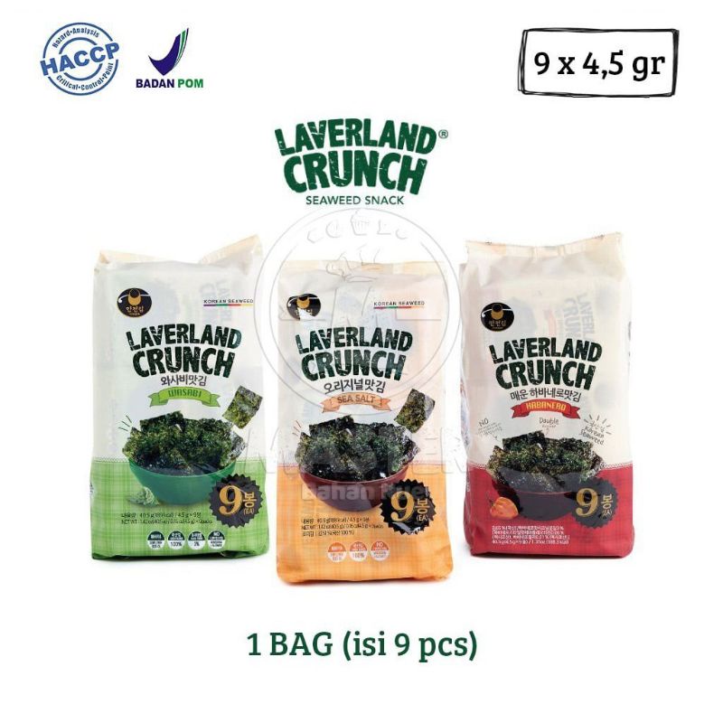 

Rumput laut manjun laverland crispy seaweed 1 bag isi 9