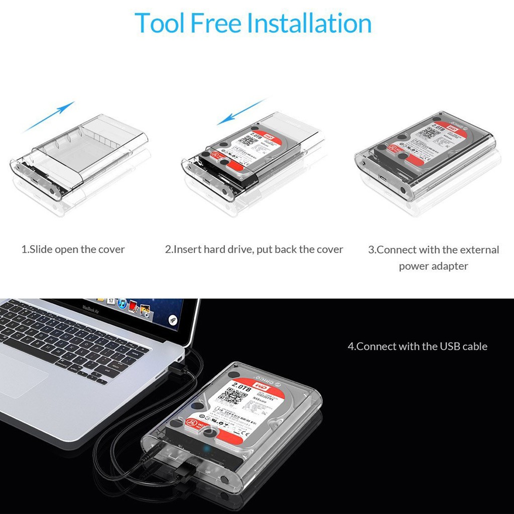 Hdd harddisk enclosure orico 3.5 inch sata usb 3.0 5Gbps transparent 3139U3 - Casing hard disk drive external 3.5&quot; transparan 3139-u3