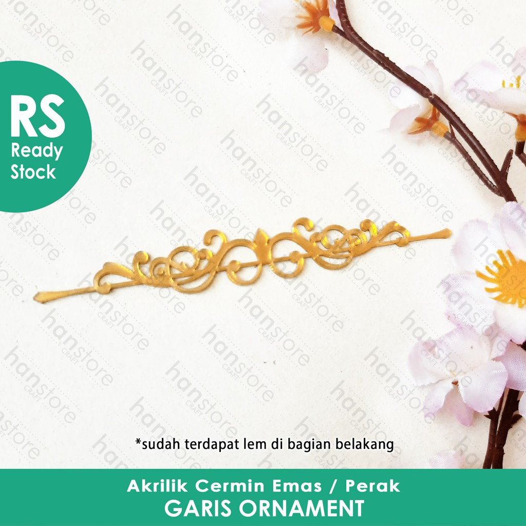 RS Garis Ornament Akrilik Cermin Emas / Perak