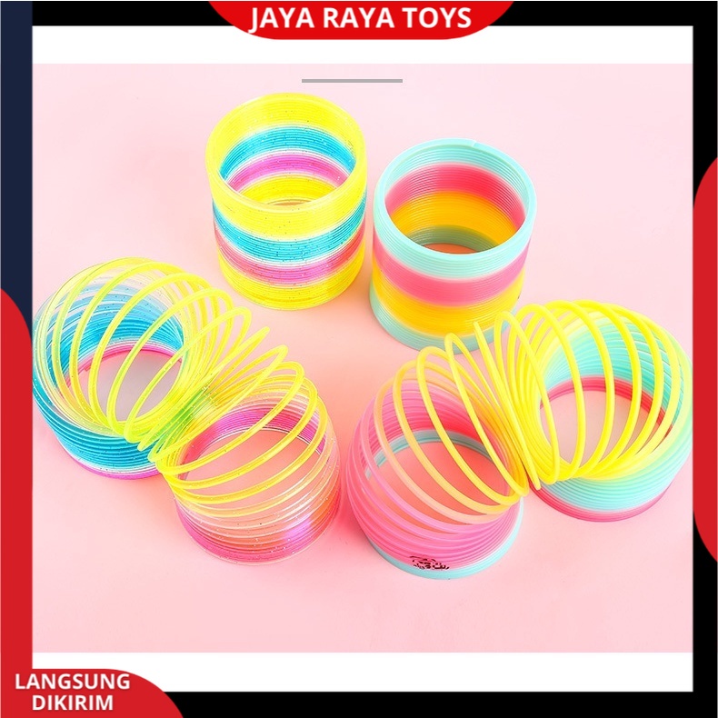 Mainan Anak Terbaru Magic Spring Rainbow Pelangi Diameter 5,5 Mainan Spiral Pelangi Plastik Berkualitas
