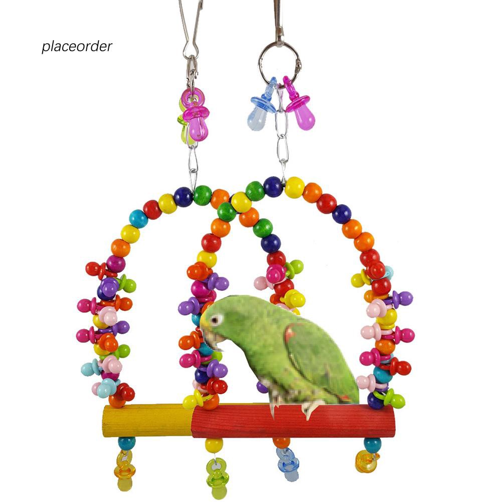 Mainan Gantung Bahan Kayu Warna Warni Untuk Kandang Burung Kakak