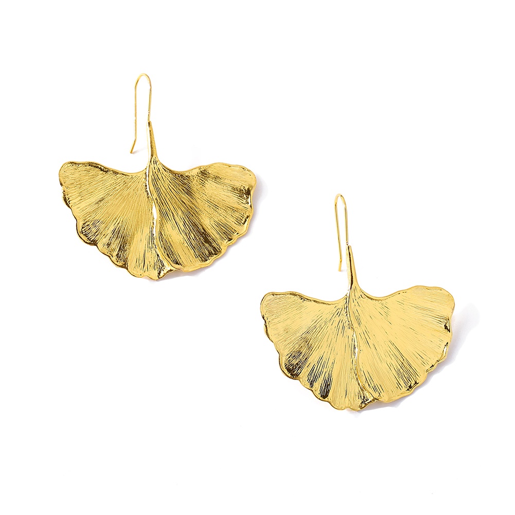 Hu Hu Hu Hu Hu Alat Bantu Pasang Kacamata♡ Anting Kait Gantung Wanita Desain Daun Ginkgo Untuk Pestahadiah