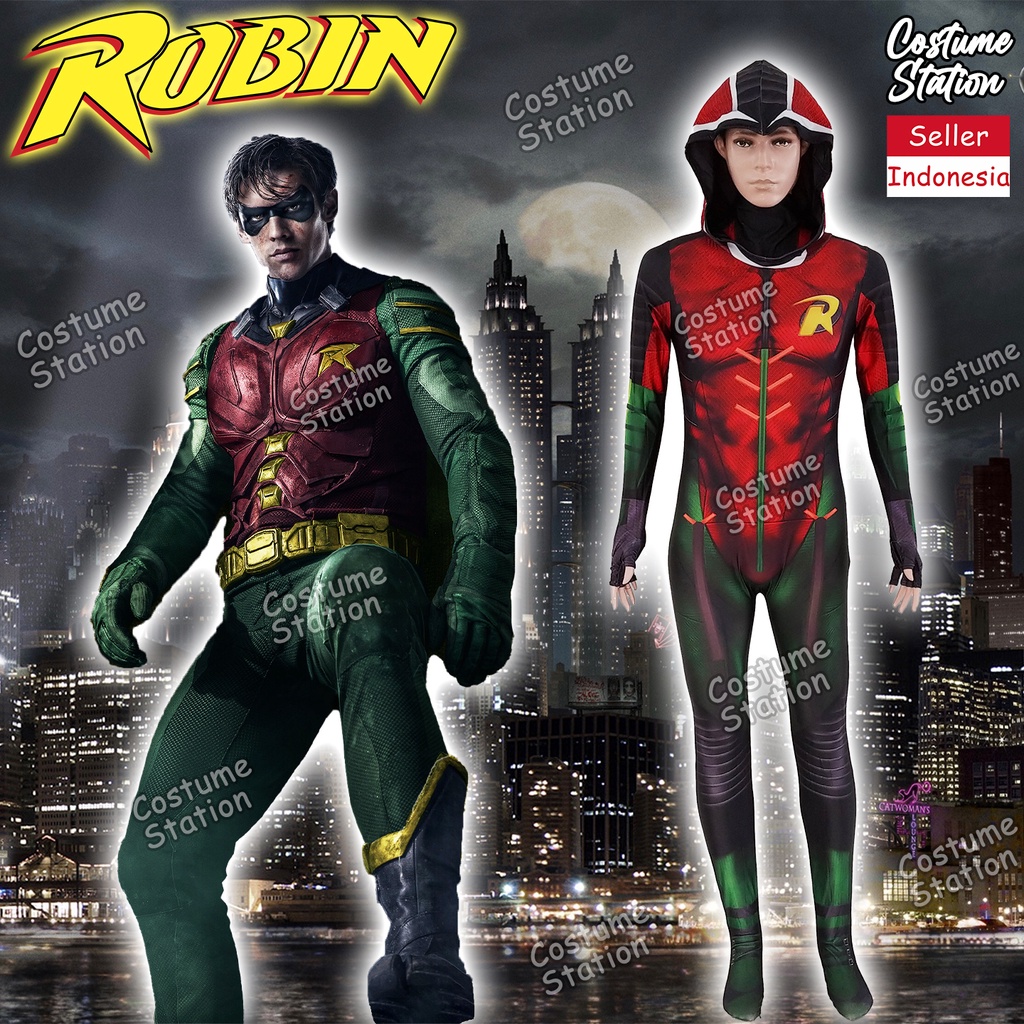 Kostum Robin / Costume Batman Sidekick Justice League pria dewasa