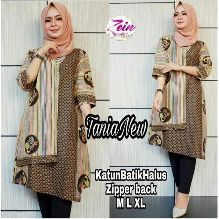 ADA JUMBO Dress Batik Cewek Motif Garis Tania New Premium Exclusive Muslim Modern Wanita Seragaman