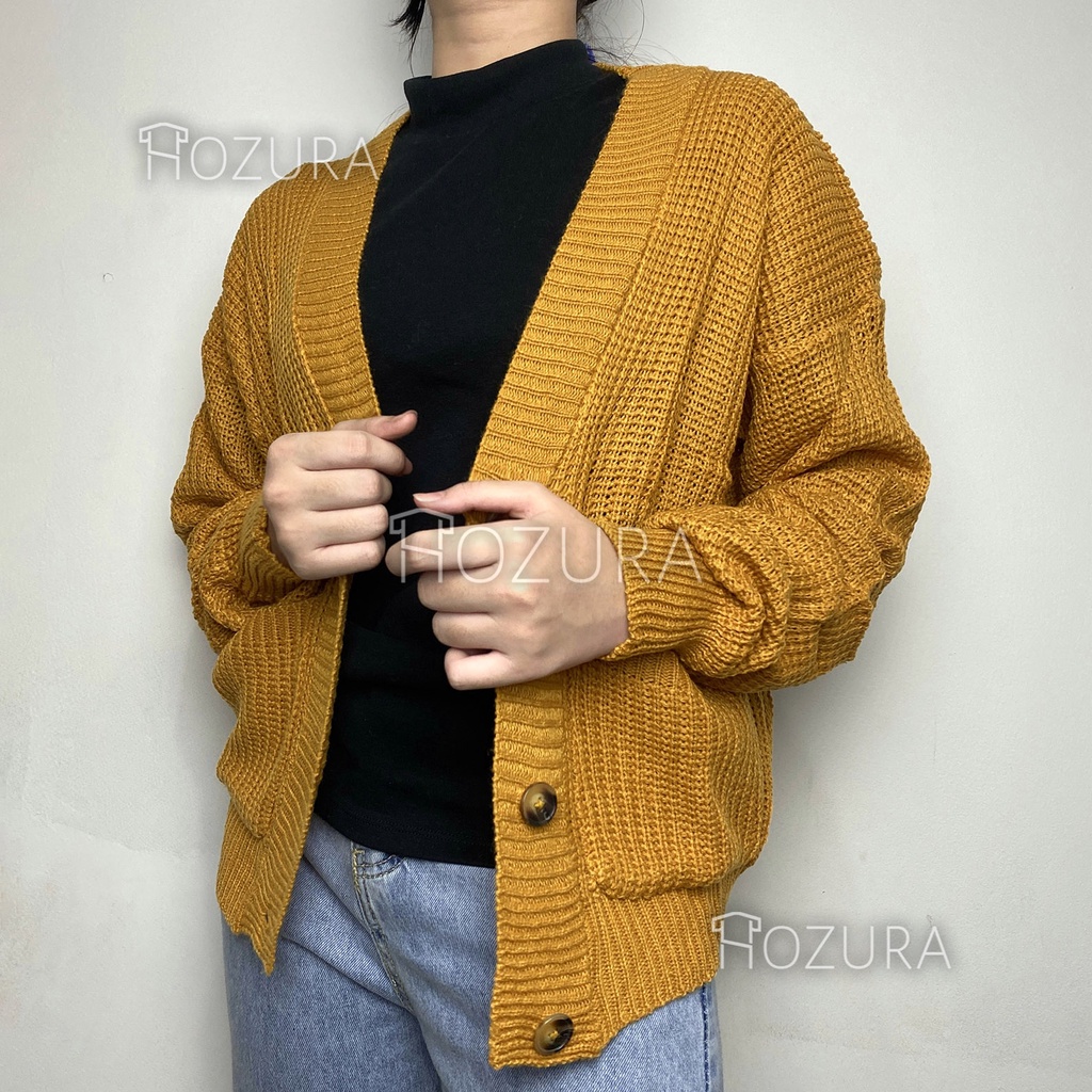 Hozura - Cardigan Sweater Rajut Wanita Selly - Kancing Wanita Kardigan Basic Outwear PREMIUM