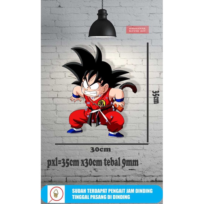 JAM DINDING KARAKTER DRAGON BALL GOKU BESAR UNIK HANDMADE UKIR KAYU DEKORASI HIASAN DINDING TERLARIS