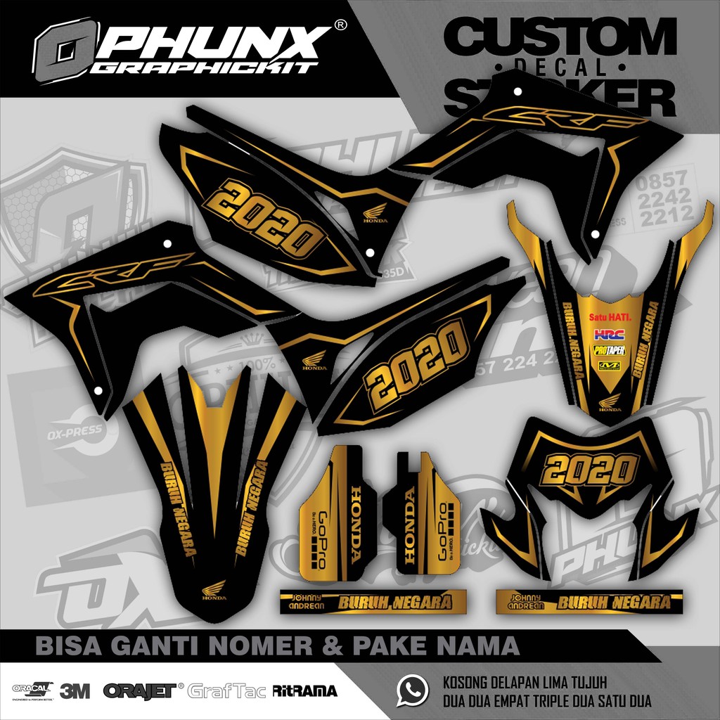 Stiker Decal CRF 150 L Gold Nomer 2020 - Copy