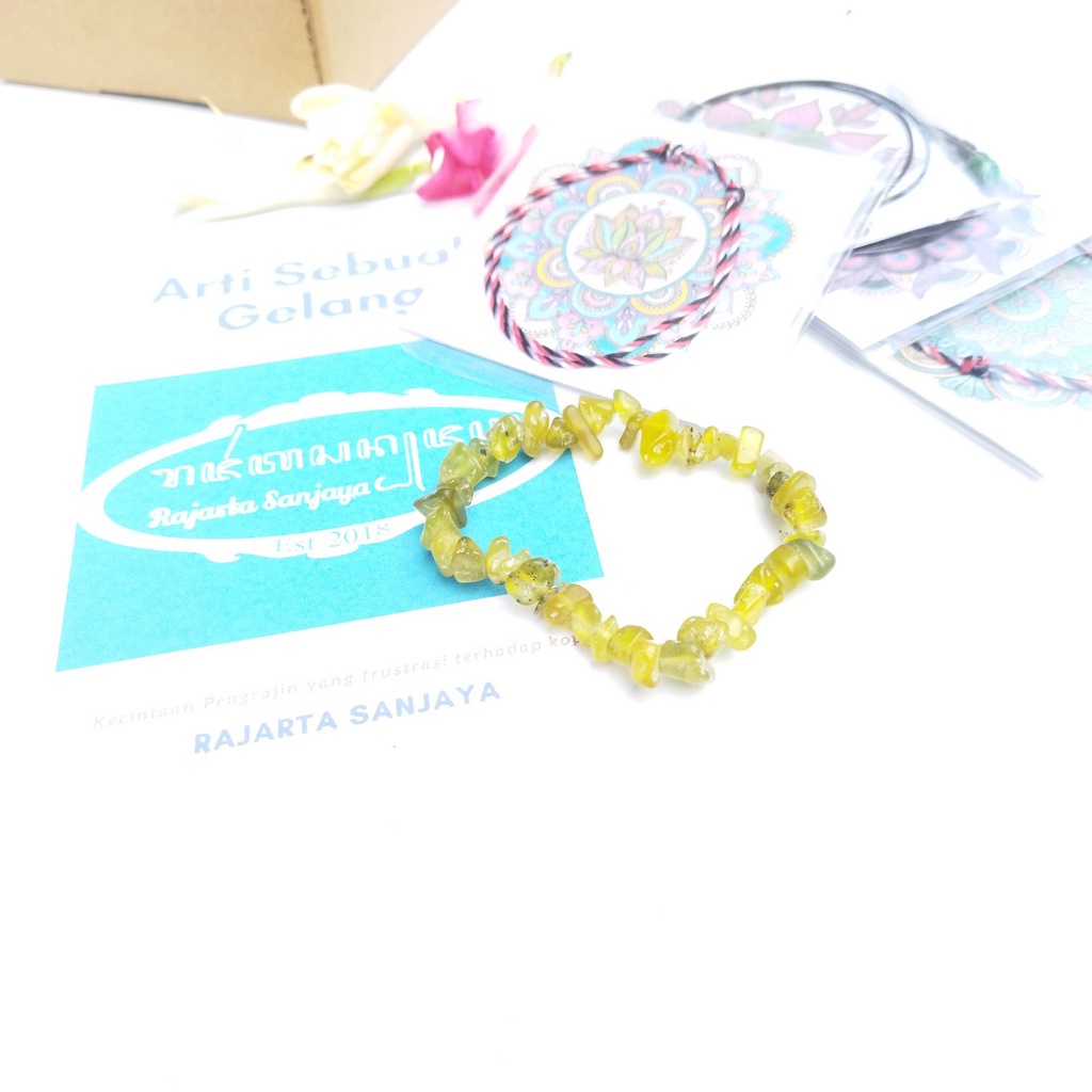 Gelang Batu Kristal Chips Kerikil Alam Lemon Quartz Untuk Penstabil Emosi