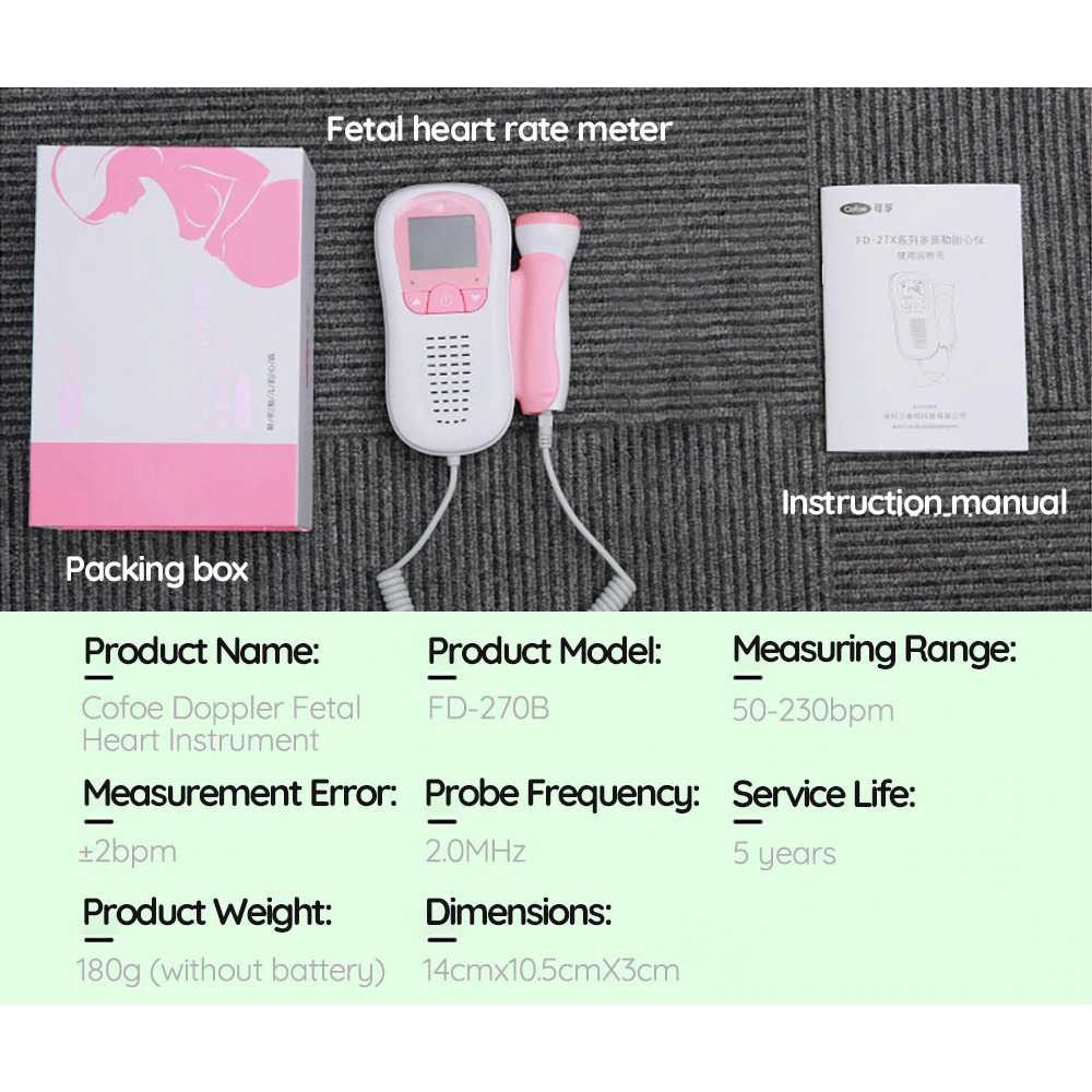 Cofoe Alat Deteksi Jantung Janin Bayi Fetal Doppler Heartrate - JSL-T501