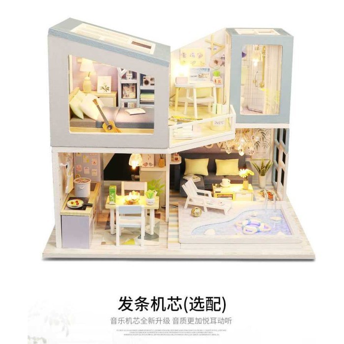 Miniatur Rumah Boneka 3D 1:24 Tanpa Cover - Merah Muda