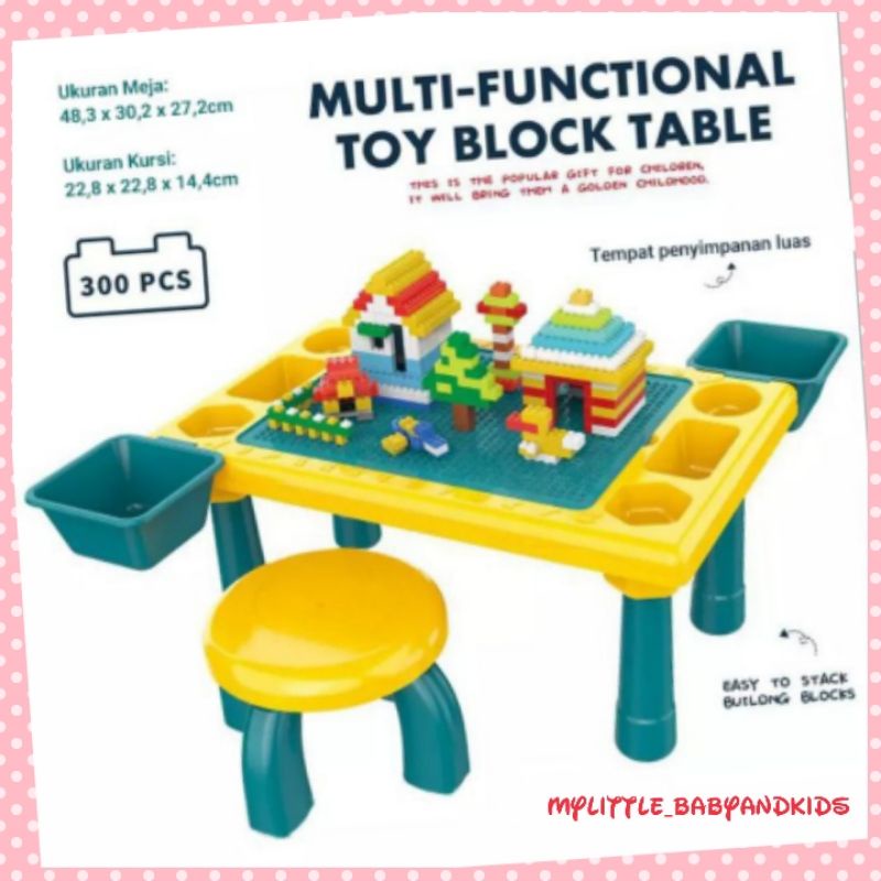 Multifunctional 4 in 1 Toy Block table / block lego table / mainan lego table