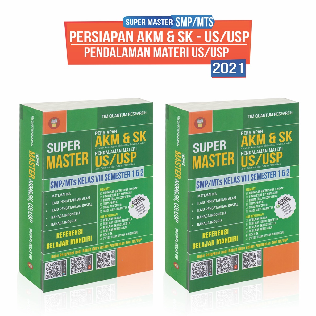 Buku Akm : Super Master Pelajaran - Super Master Pendidikan -Akm & Sk Us & Usp Smp Kelas VII VIII IX-AKM SMP KLS VIII