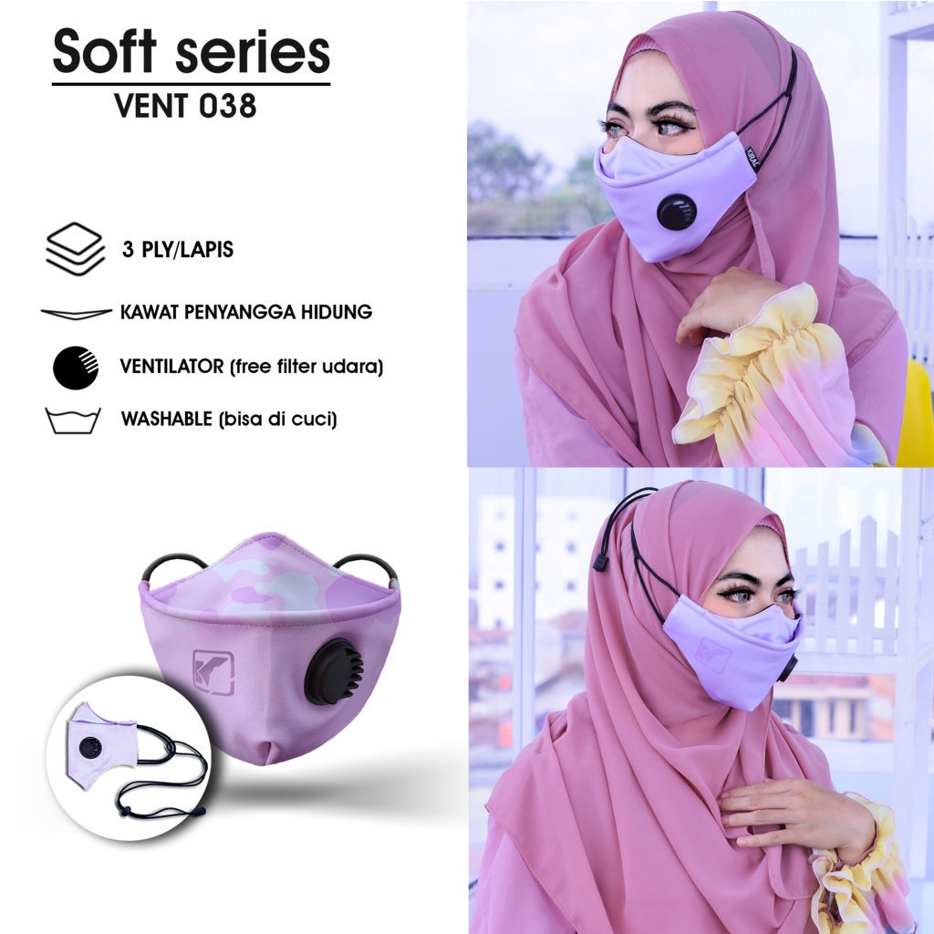 Masker hijab wanita soft pastel premium mask 3 ply lapis kiral soft series original camo mask
