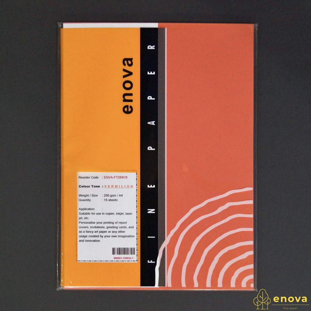 

Fancy Art Paper ENOVA | Vermilion | A4 250GSM (Merah Oranye)