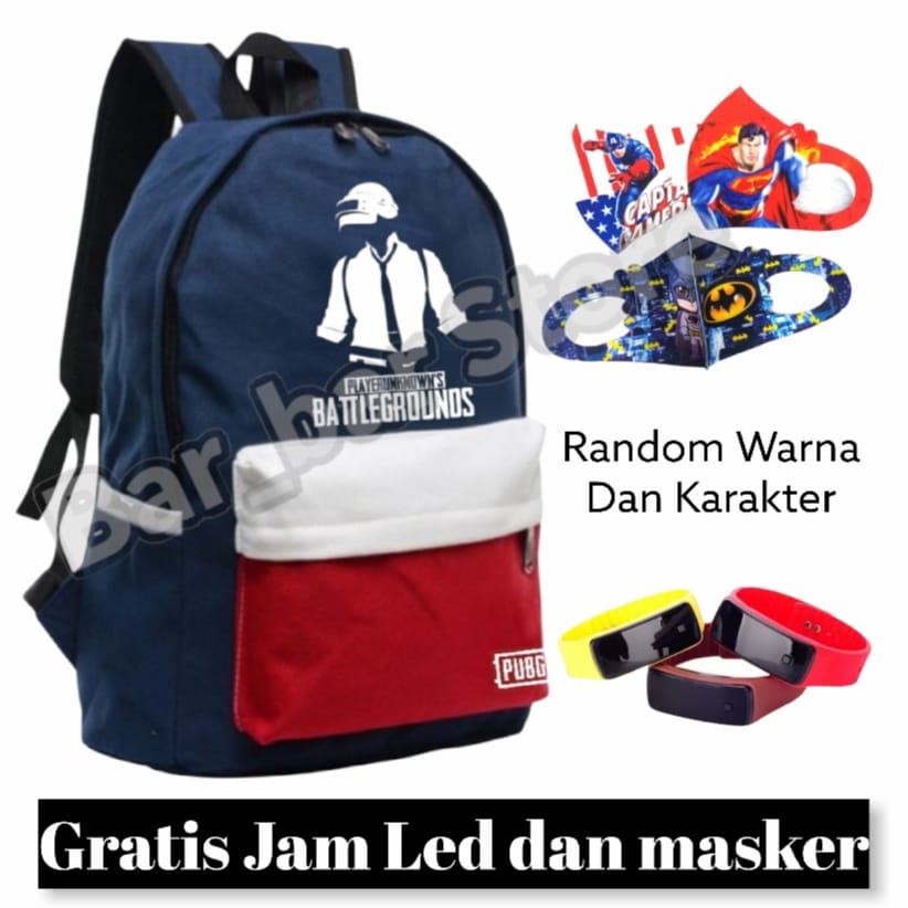 Tas anak 3 in 1 - tas ransel anak terbaru - tas sekolah anak SD - tas anak laki BONUS JAM LED dan MASKER - tas anak mobile legend