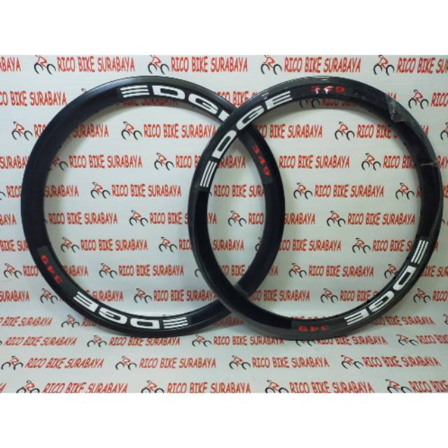 VELG RIMS SEPEDA LIPAT SELI EDGE 16 349 28 HOLE BLACK HARGA SEPASANG