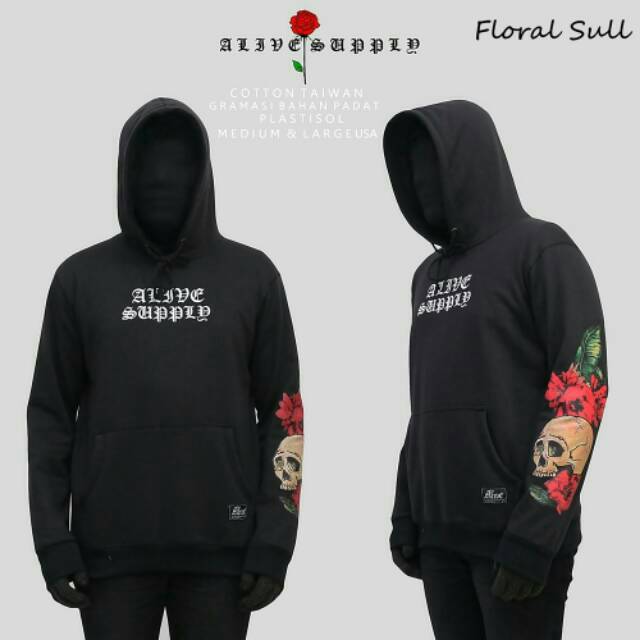 Hoodie alive supply flower skull