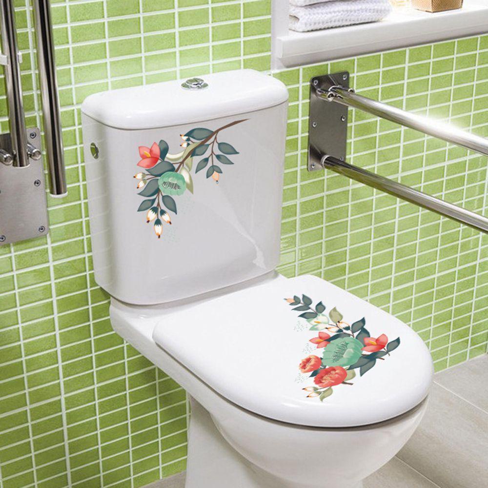 Populer Stiker Toilet Bunga Hadiah Kamar Mandi Ornamen Desain Kreatif Mural Dinding