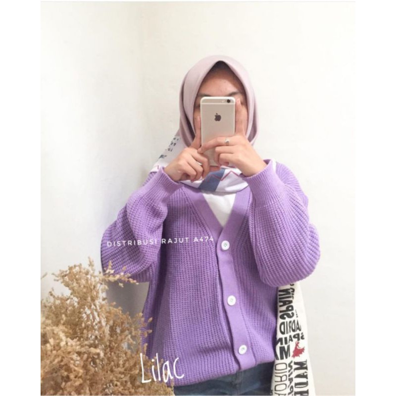 OUTER BASIC OUTWEAR  RARA LILAC / MIDI KARDIGAN / KARDIGAN RAJUT RARA PREMIUM / BASIC CARDIGAN