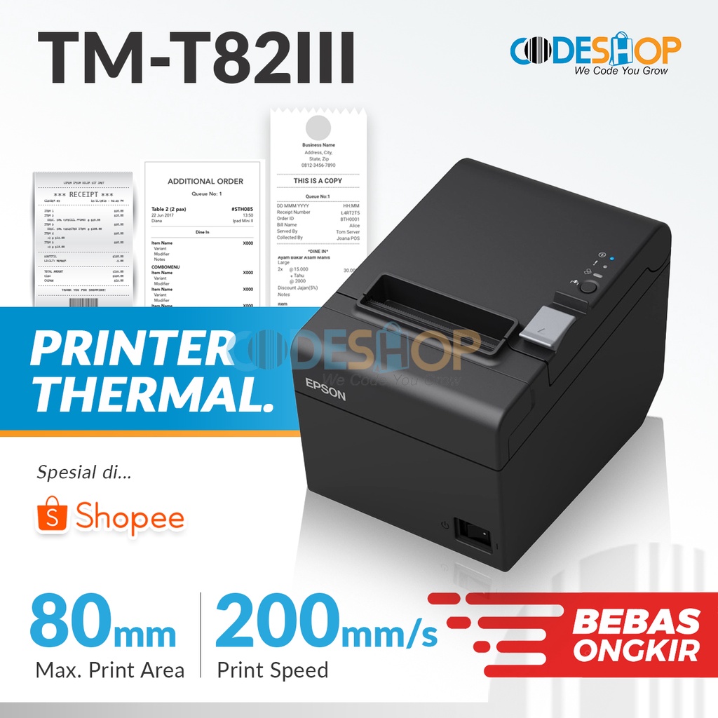 PRINTER POS KASIR EPSON TM-T82III USB PARALEL STRUK THERMAL 80 MM