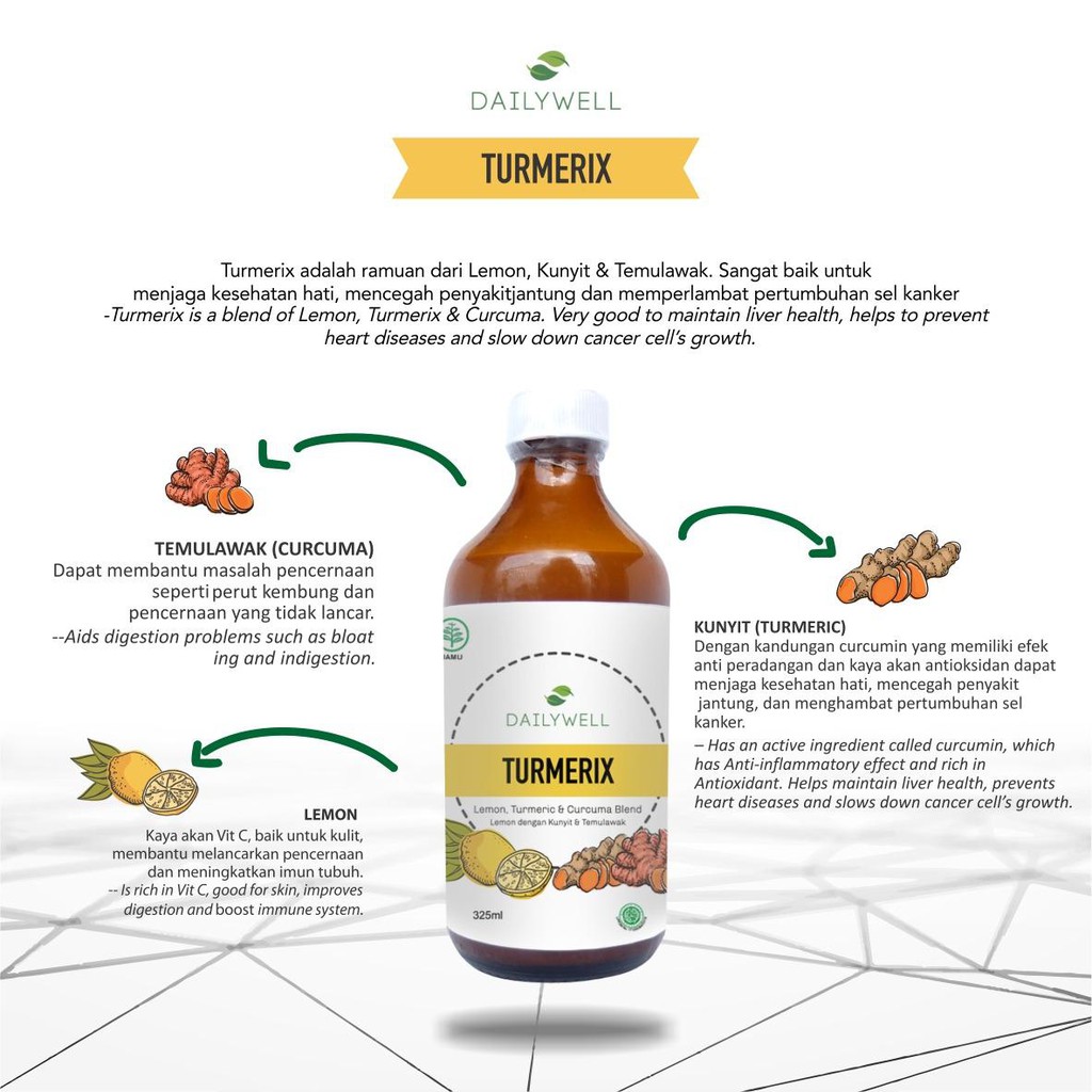 Dailywell Turmerix Minuman Kesehatan - Daily well Turmeric - Kunyit - Herbal - Traditional Alami