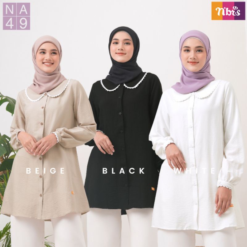 Tunik Origibal NA 49 Putih by Nibras|Baju Atasan|Baju Tunij|Atasan Cewek|Atasan Kantor|Tunik Kerja|T
