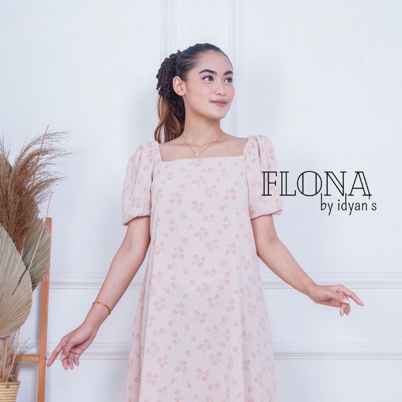 DRESS FLONA BY IDYANS / MIDI DRESS CRINKLE / DRESS WANITA